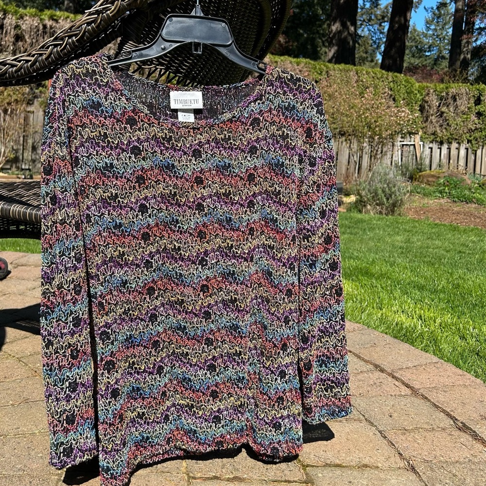 Timbuktu station top Multi metallic thread glitter. Sz L